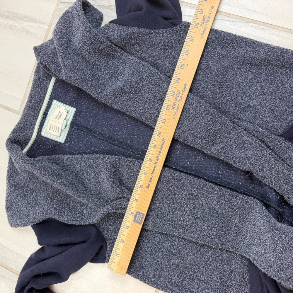 Saturday Sunday Anthropologie Mixed Media Boucle Open Cardigan Navy Grey Small - Picture 5 of 9